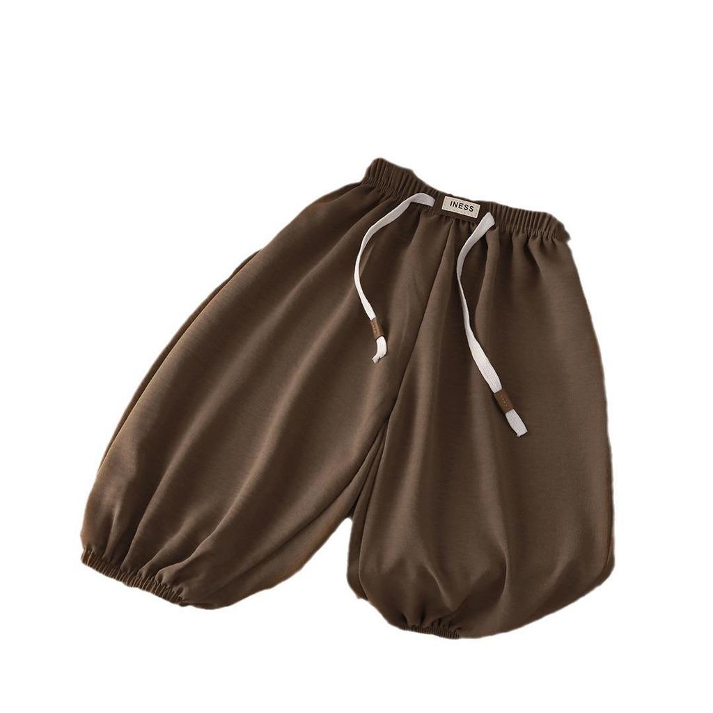 Kids' Korean-Style Loose Fit Summer Pants - Mosquito-Proof, Solid Color, Unisex Joggers