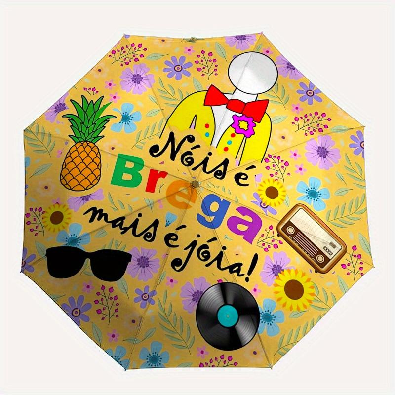 

1pc Floral Pattern Music Theme Themed High-quality Umbrella,Automatic Opening and Closing Umbrella,Multi-functional Umbrella G0811221