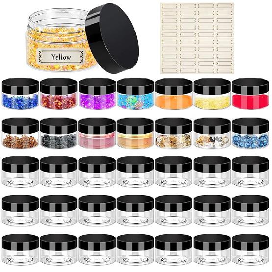 Plastic Jars with Lids 8OZ 36PCS,Small Cosmetic Slime Containers Clear Travel Round Jars Empty Refillable Sample Containers Leak Proof Pot with Black