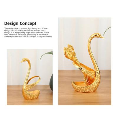 Swan-Fruit Spoon Set Novelty Swan-Base Design Coffee Stirring Spoon Exquisite Afternoon Tea Party Dessert Spoons Decor