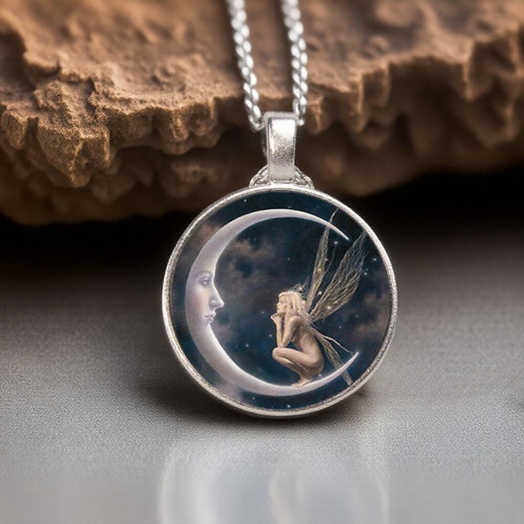 Women Tibetan Silver Art Photo Pendant Necklace Fashion Cabochon Glass Bead Chain Jewelry Trend