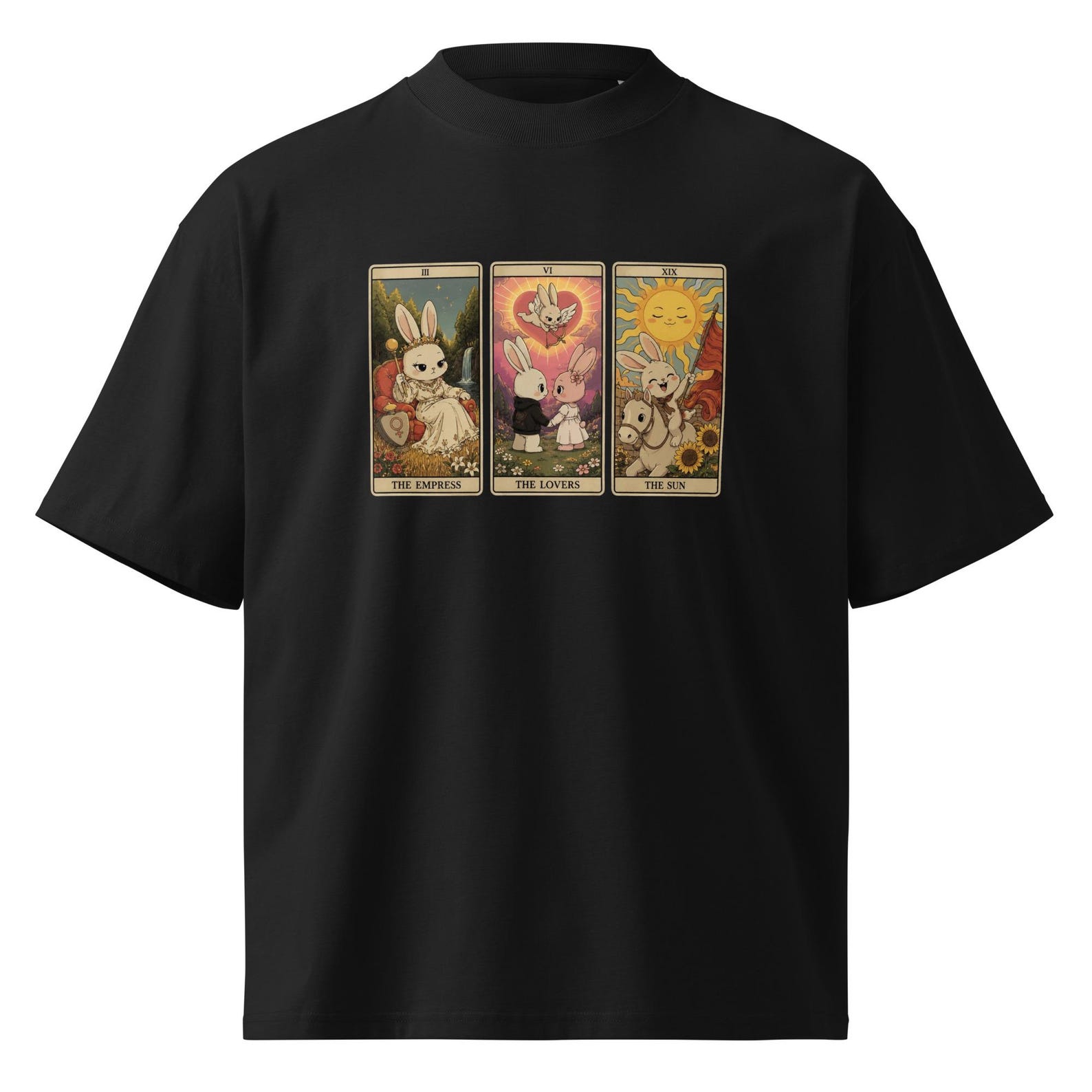 Unisex organic Celestial Rabbit Tarot Oversized T-Shirt S