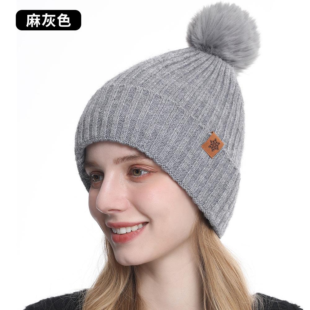 

Knitted hat, women s winter double-layer velvet thickened ear protectors, wool knitted hat, scarf, gloves three-piece set