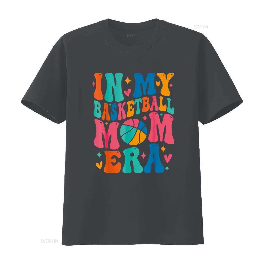 Groovy In My Basketball Mom Era Mama Mother T Shirt Vintage Washed Graphic Comfortable Top For Everyday Wear Stylish Unisex