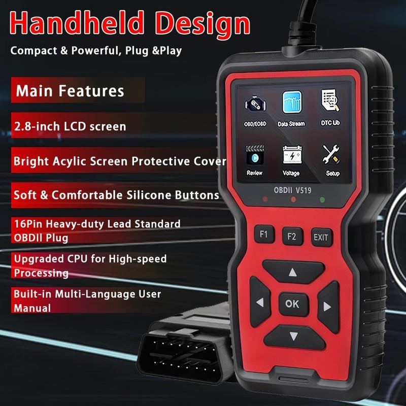2024 V519 Professional Obd2 Scanner - USB Powered Car Diagnostic Tool with Real-Time Data Stream, Full-Function Obd Ii Testing (I/M Ready,