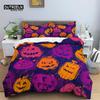 Skull Bedding Set Halloween Bats Duvet Cover King Size Microfiber Pumpkin Skeleton Print Comforter Cover With Pillowcases Decor