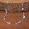 Multifire Lavender Opal Tumble Beads Chain Necklace, Genuine Ethiopian Opal Chain Necklace, Opal Delicate Jewelry for Women, Birthstone Gift
