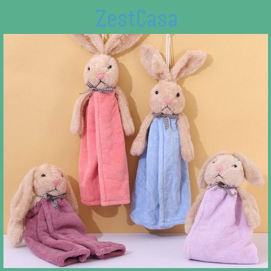 Absorption Hand Towel Strong Water Comfortable Microfiber Cartoon Rabbit Design Hanging Coral