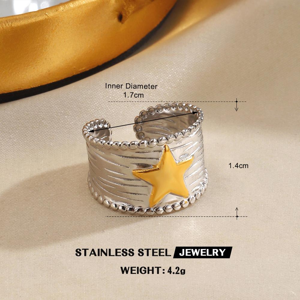 New Stainless Steel Rings Neutral Two Tone Spliced Irregular Open Rings Fashion Non-Fading Banquet Daily Wear Jewelry Accessory