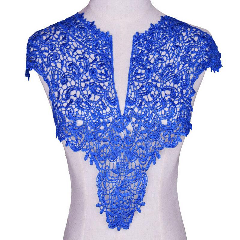 

1 шт. Чорна мереживна тканина з вишитою аплікацією, мереживним вирізом, коміром, аксесуари для одягу своїми руками, швейні приналежності синій