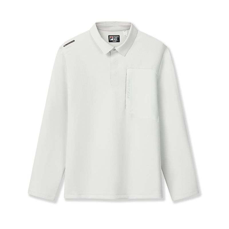 FILA WHITE Polo Shirts Men s Steam Gray Polo Collar Moderate Straight Fit F11M613215FGY XL