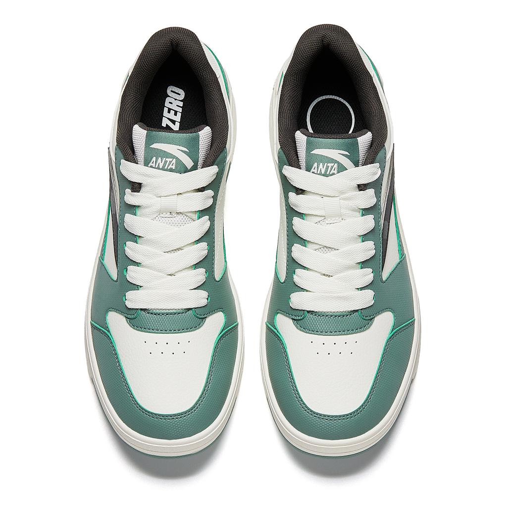 Anta Street Fun Sports Casual Height Increasing Wear Resistant Lightweight Non Slip Low Top Skate Shoes Men Skate Shoes White Green 912518007-4