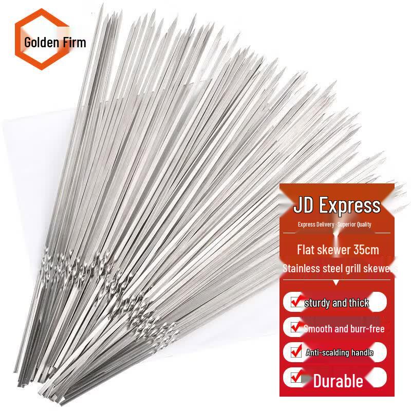 Thickened Flat Stainless Steel BBQ Skewers 35cm