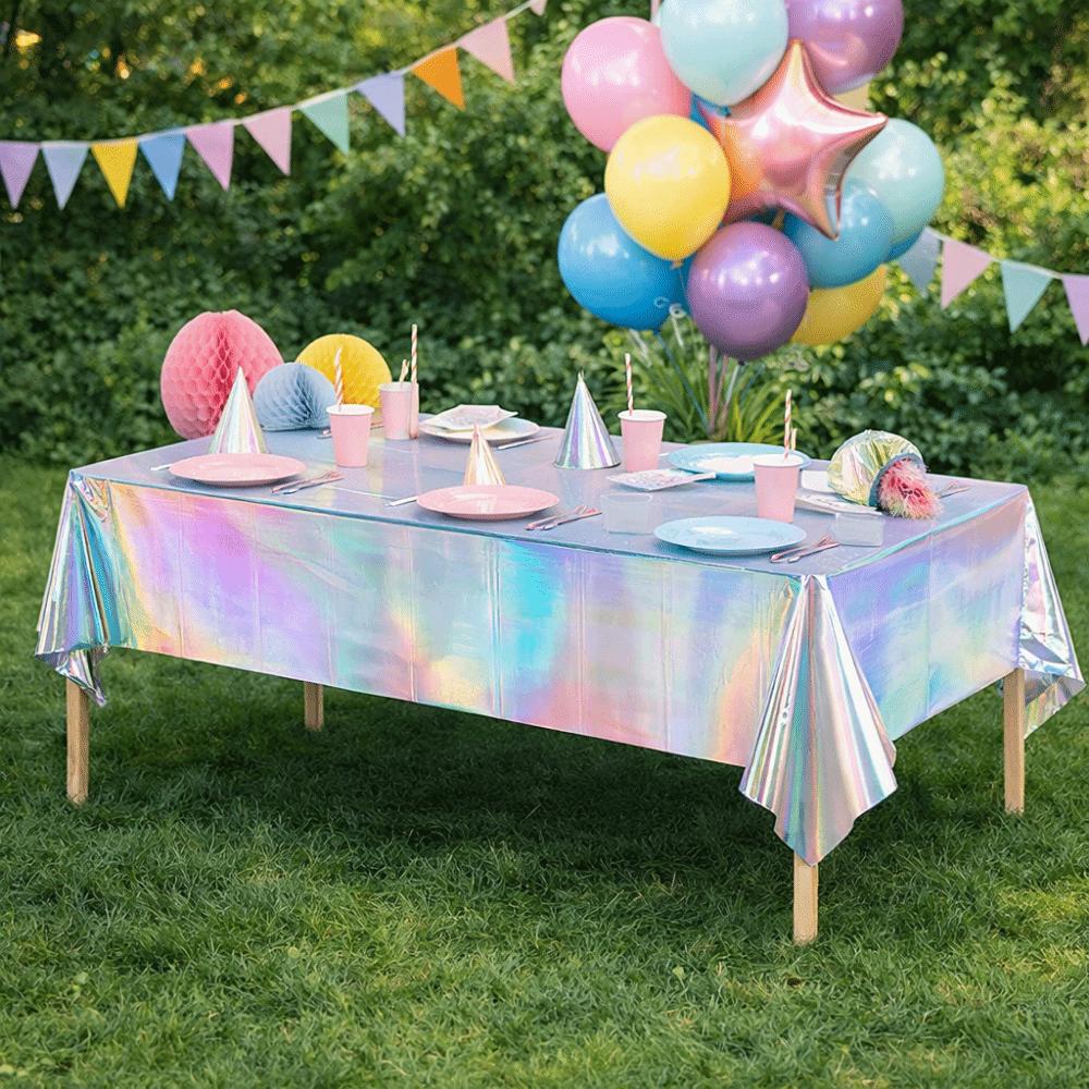 5PCS Rectangular Laser Disposable Tablecloth Waterproof Iridescent Tablecloth  Wedding