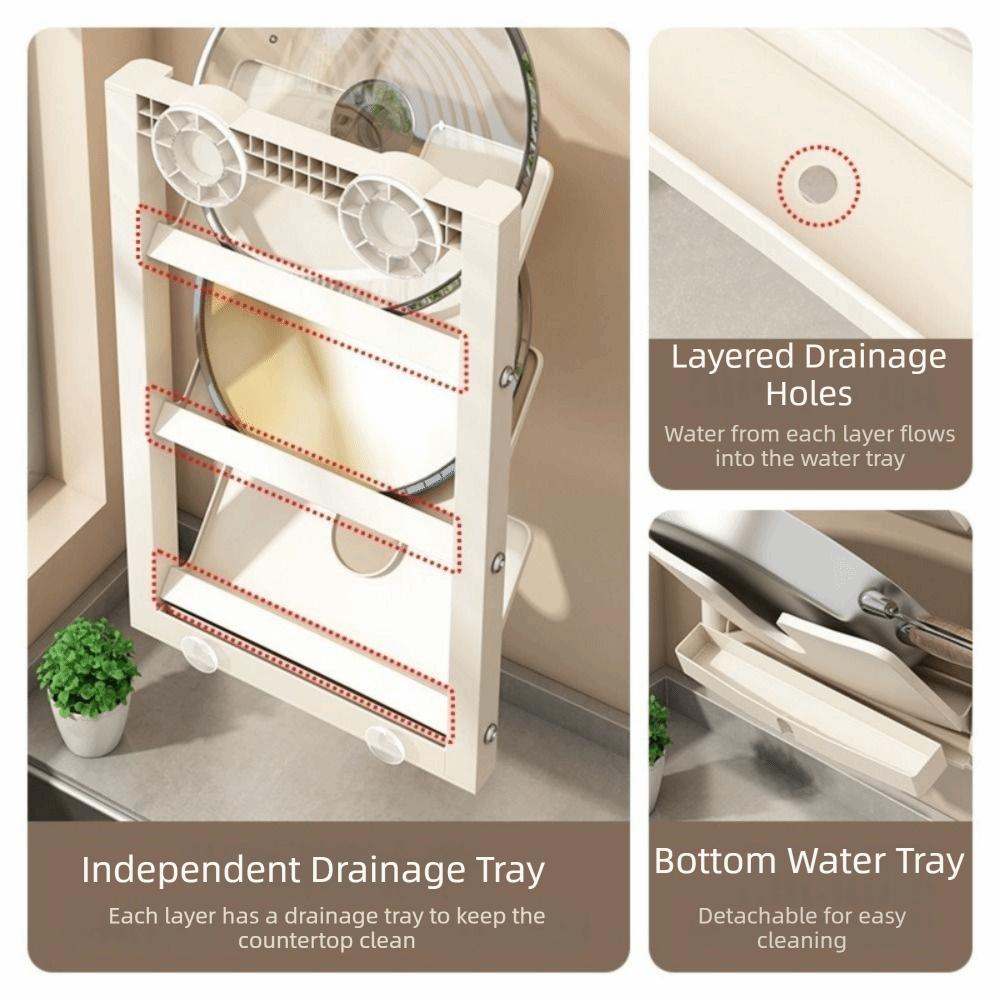 Wall Mounted Cutting Board Holder Punch-Free Pot Lids Holder Chopping Board Rack for Home