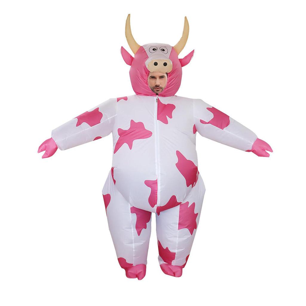 Cow Inflatable Costume Makeup Cosplay for Halloween Party.
