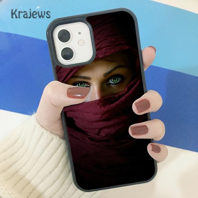 Krajews Arabska Kobieta z Nikabem Twarz oko Miękki Pokrowiec na Telefon dla iPhone 14 SE 6 7 8 plus XR XS 11 12 13 pro max Samsung S21 S22