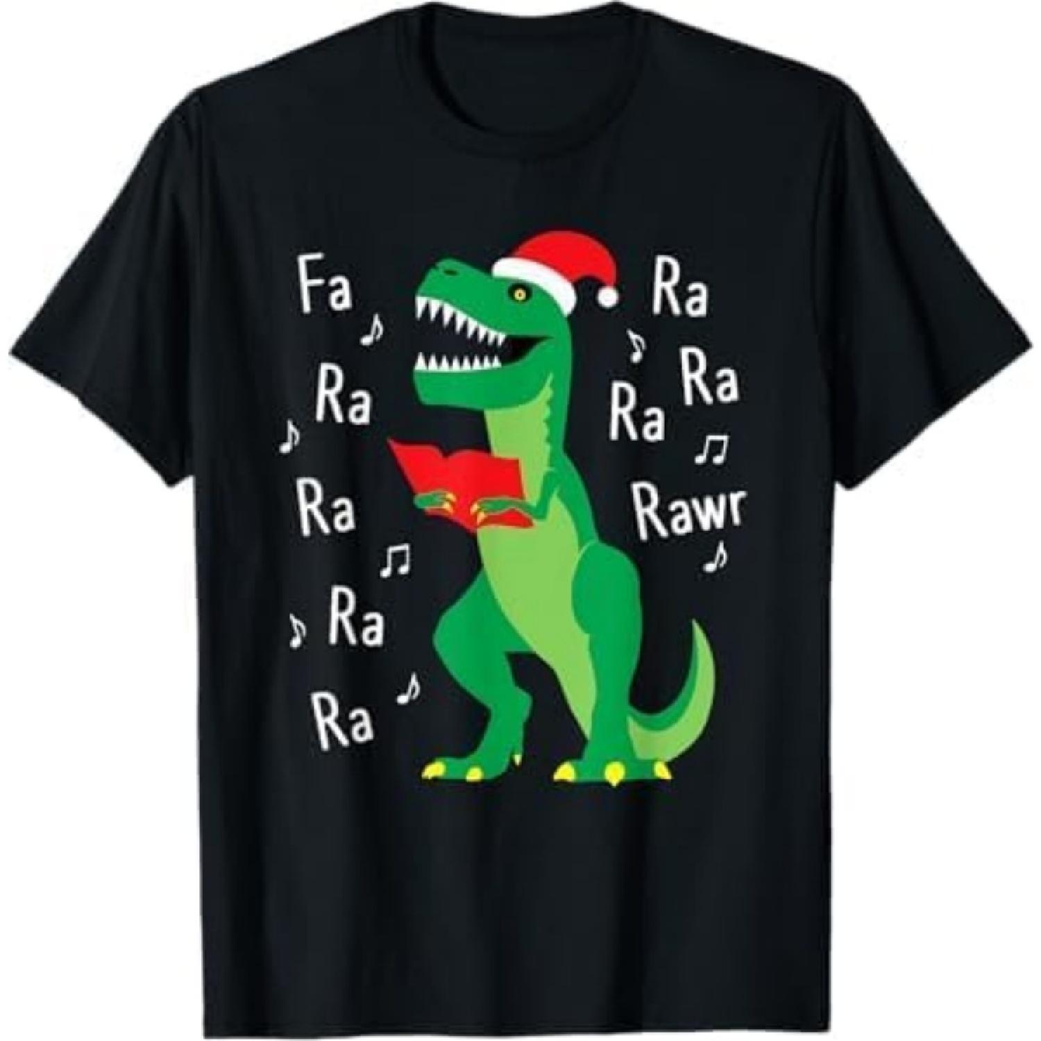 FA Ra Rawr T-Rex Santa Christmas Carol Funny FA La La T-Shirt CBQ Mens Womens Tank Top Sweatshirt Hoodie Black S