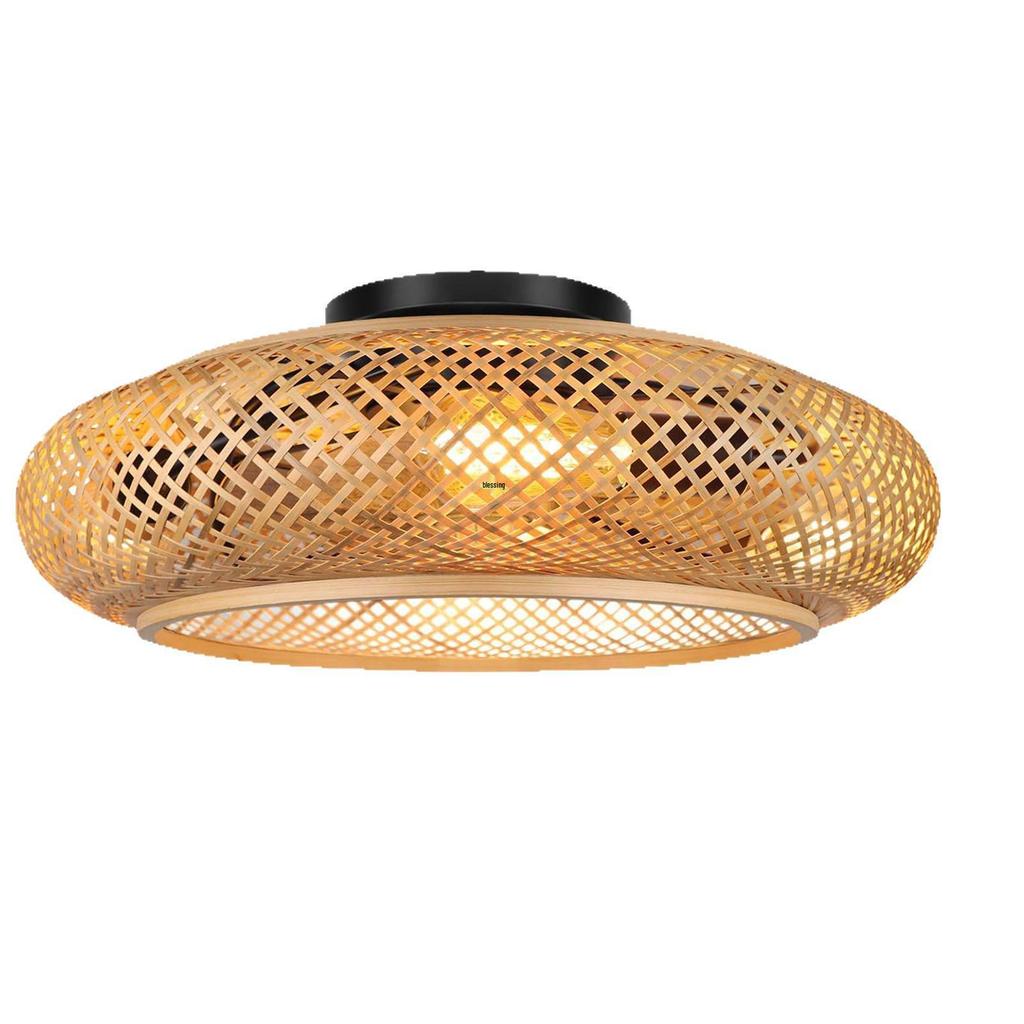 Wabi-Sabi Bamboo Ceiling Fan with Light and Remote Control - Silent, Variable Speed for Dining Room or Bedroom