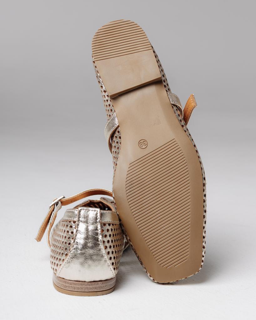 Балетки перфорированные Krula 64003 36 золотистые кожа