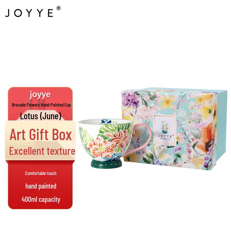 JOYYE Hand-Painted Lotus Ceramic Mug