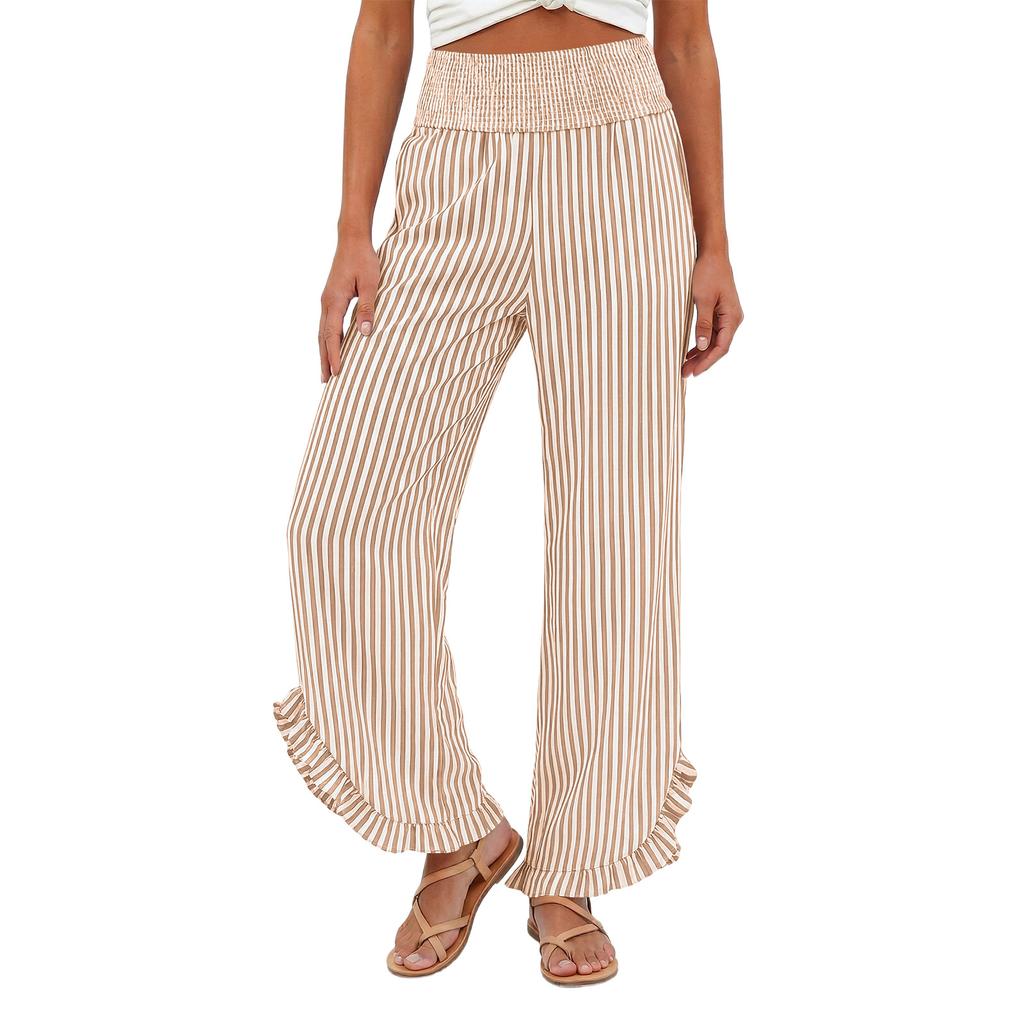Womens Palazzo Pants Summer Casual Flowy Wide Leg Trousers Beach Travel Vacation Outfits