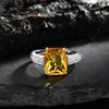 Charm Rings with Citrine Zircon Gemstone Jewelry 925 Silver Accessories for Women Wedding Party Engagement Bridal Gift