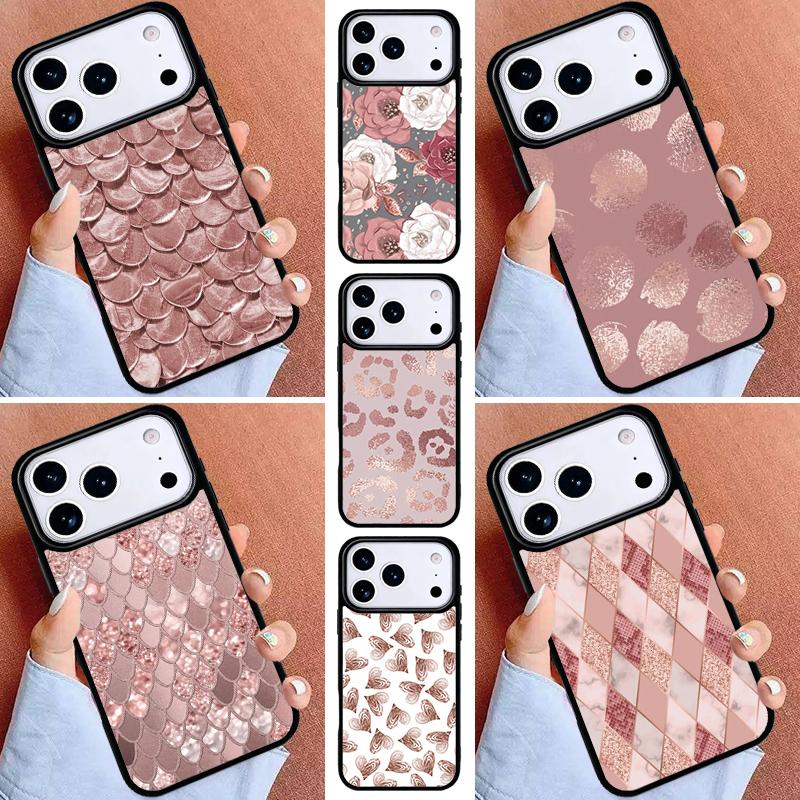 Love Rose Gold Style Soft Phone Case for iPhone 17ProMax 12 13 14 15 16e 17 Pro Max Plus Air Cover