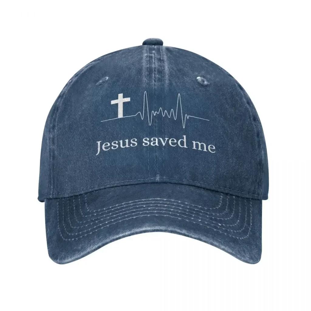 Jesus Saved Me Baseball Cap Vintage Distressed Washed Headwear Unisex Style Outdoor Activities Unstructured Soft Caps Hat