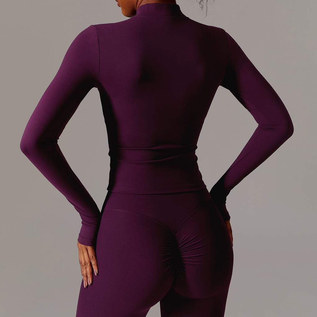 JYL Quick Dry Long Sleeve Yoga Set Outdoor Training Fitness Outfit