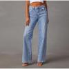 2026 Spring Summer Loose Slim-Fitting Patchwork Wide Leg Women's Jeans Solid Color Denim Pants Trousers Office Lady Jean