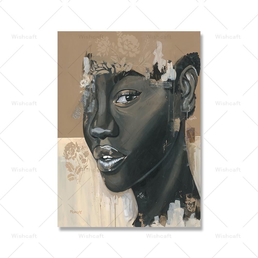 

Печать на холсте Ренессанс Абстрактное искусство Лицо Плакат Картина маслом Черная женщина Настенные картины Ретро Фон для гостиной Домашний декор 21x30cm No Framed