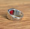 Naturlig Rubin Sigillring, 925 Massiv Sterling Silver, Fyrkantig Sigillring, Smycken för Vardagsbruk för Män Kvinnor