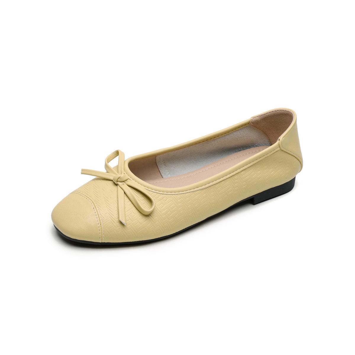 

Weiwei Girl 313-58 Round Head Single Shoes Women s Shallow Bow Soft Sole Ballet French Xiaoxiangfeng Doudou Shoes 43 жёлтый