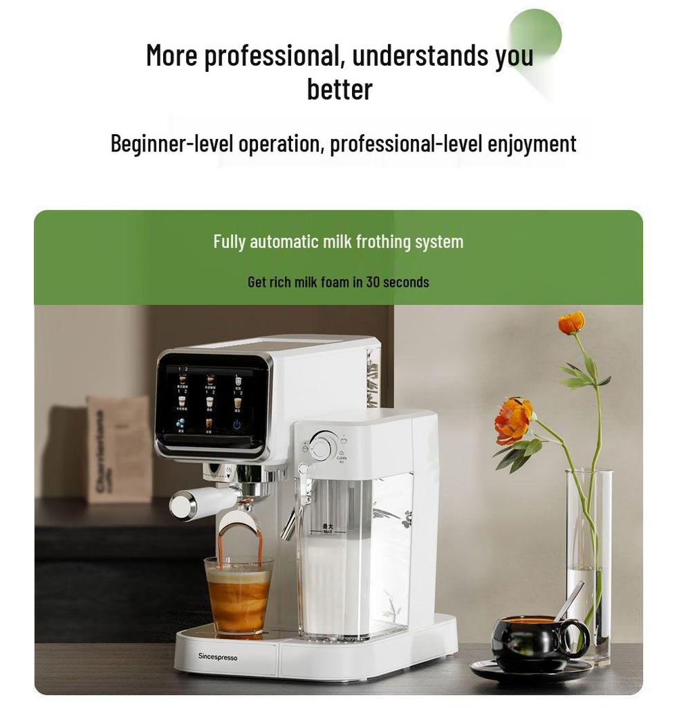Compact Home Coffee Machine, Dual Hot/Cold Extraction, One-Button Operation, Smart Milk Frother, Fully Automatic
