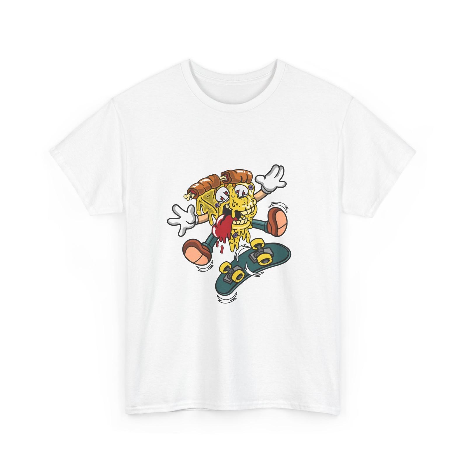 Skateboarding Pizza Character T-Shirt | Skateboard Slice Graphic Tee, Funny/Cool S разноцветный