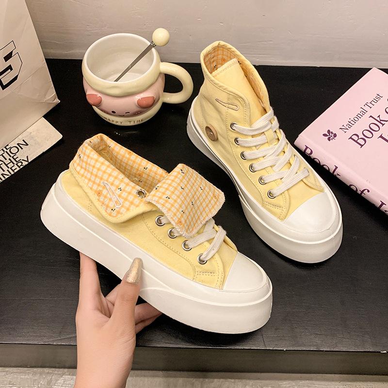 Deux façons de porter~ Chaussures de toile à plateforme fines et respirantes de niche originale pour femmes 2025 Nouvelles chaussures de skate mode polyvalentes