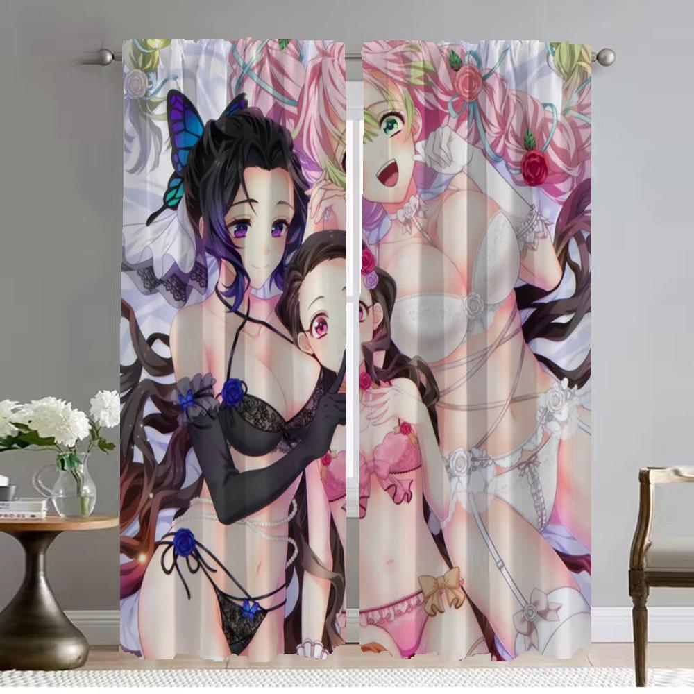 

Шторы Клинок Рассекающий Демонов Детская Комната Домашний Интерьер Шторы для Гостиной Жалюзи Украшение на Хэллоуин Светонепроницаемая Штора Перегородка W132xH160cmx2pcs-CL