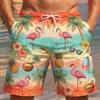 26 Summer Mens Beach Shorts Mens Swim Trunks Flamingo Coconut Tree Print Trunks Elastic Waist 3d Print Men Beach Shorts Pants