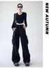Women’s High Waist Wide Leg Windproof Cargo Pants - Black, Spring/Summer 2025 Collection