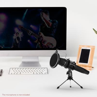 Mini Desktop Microphone Stand + Shock Mount Mic Holder + Pop Filter Kit for Studio Recording Online Broadcasting