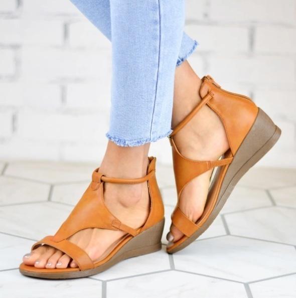 comfy low wedge sandals