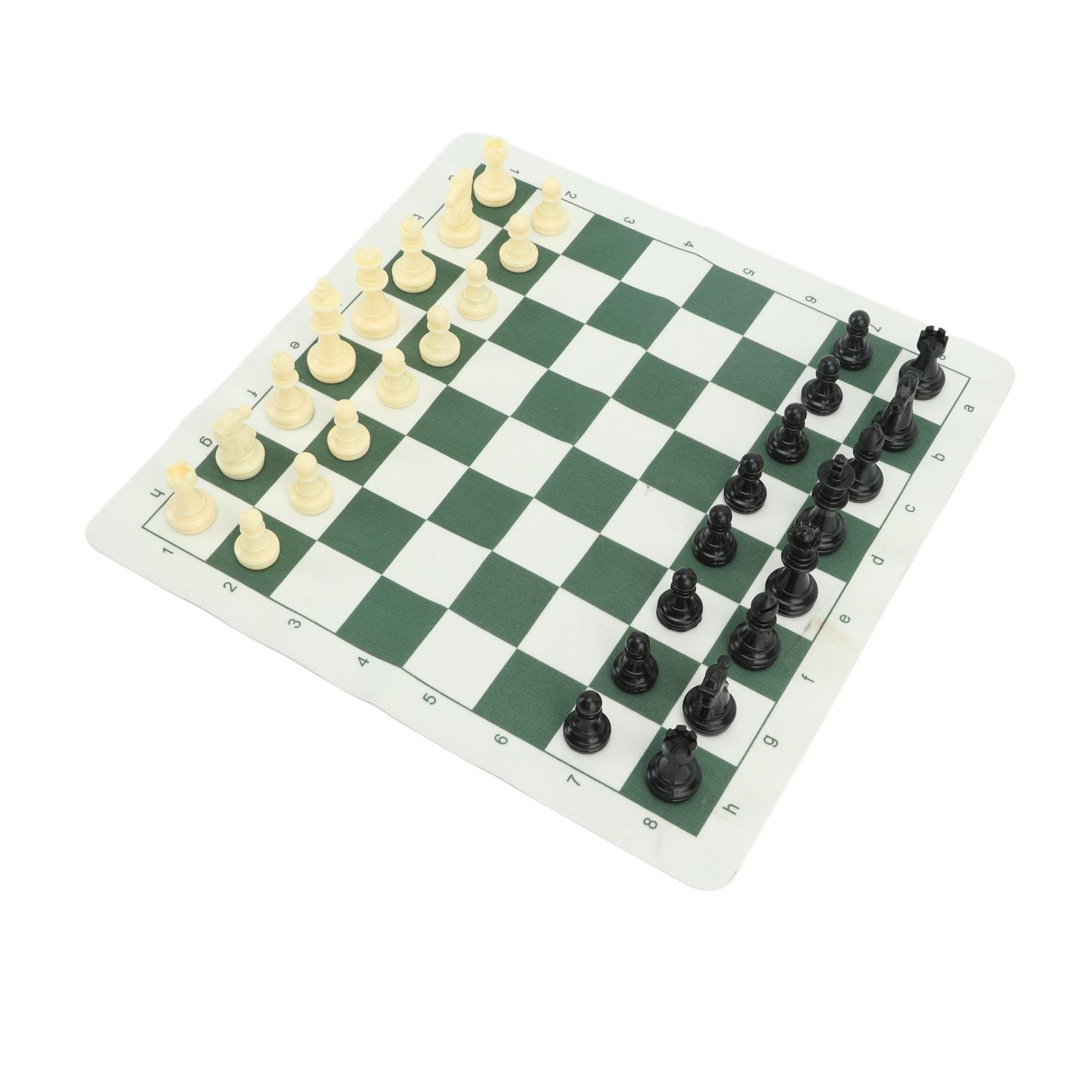 

Portable Chess Set Travel Chess Board Game Set Imitation Leather PU Checkerboard 32 Chess Pieces With Storage Bag