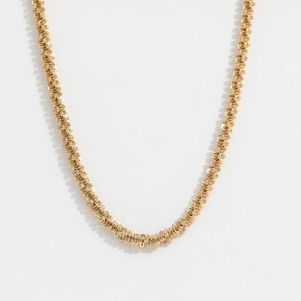 Joolim Jewelry 18K Gold Plated Shiny Twisted Necklace Stainless Steel Jewelry 40cm+5cm