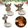 Religious Themed Ornaments Wooden Candle Holder, Praying Angel Tabletop Tealight Stand, Christmas Atmosphere Supplies Decorative Candlestick