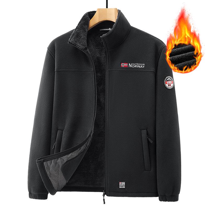 

Мужская флисовая куртка с воротником-стойкой, устойчивая к холоду - большой размер 5XL чёрный