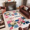 Floral Theme Crystal Velvet Rug Personalized Custom Name Text Soft Floor Mat Home Decor