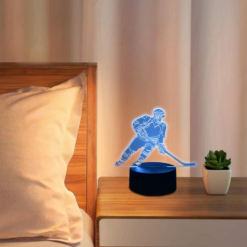Acryl Eishockeyspieler Touch Control Tisch Nachttischlampe Kreative Nachttisch Leseleuchte Weiches Leuchtlicht für Haus Schlafzimmer Dekoration