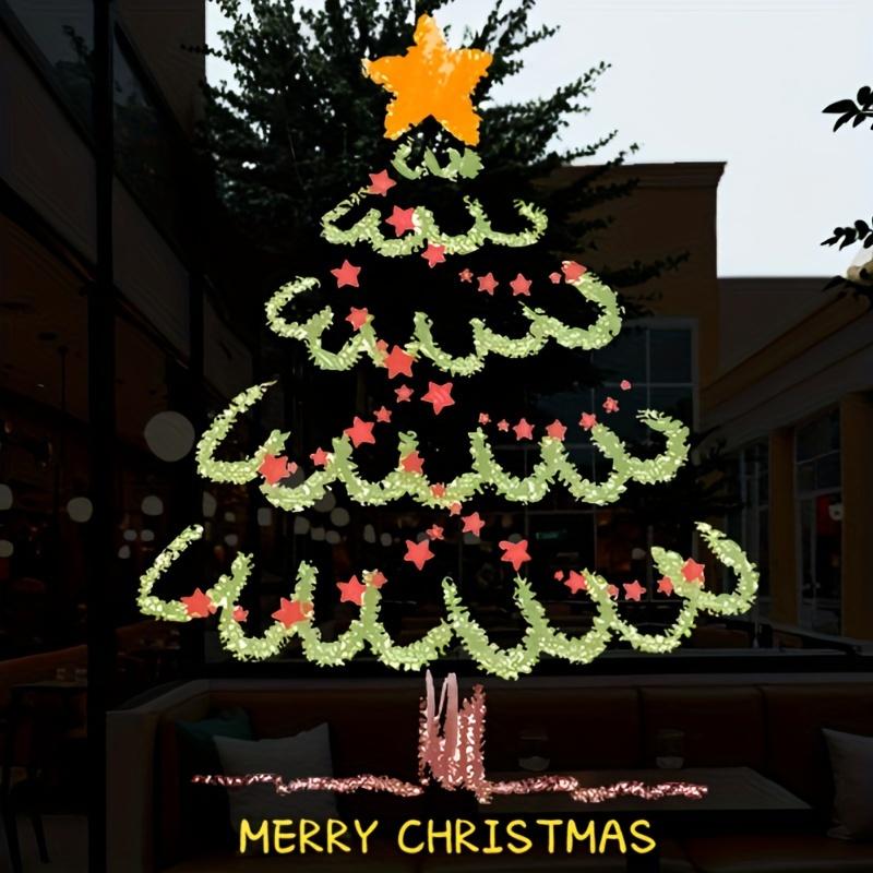 1 Piece Reusable High Definition Christmas Tree Glass Window Sticker - Static No Residue Door and Window and Shopping Mall Decoration Sticker