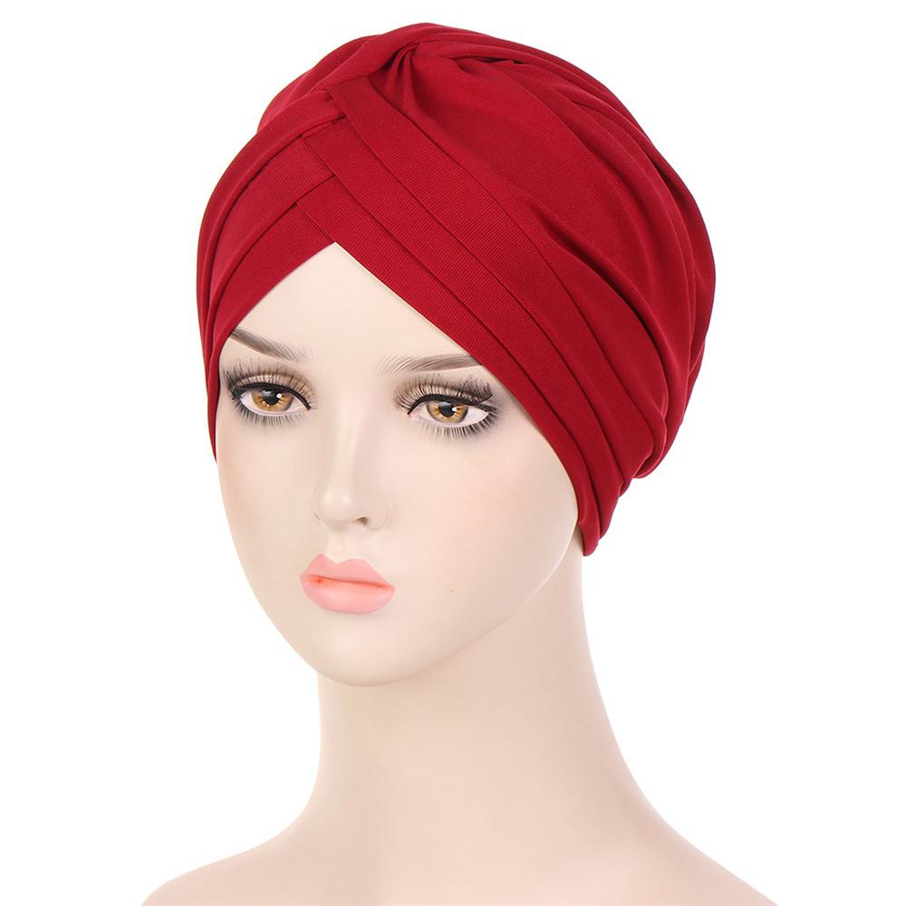 Indian Turban Muslim Women Hijab Floral Printed Hat Cancer Chemo Cap Islamic Hair Loss Cover Beanie Bonnet Head Scarf Pleated